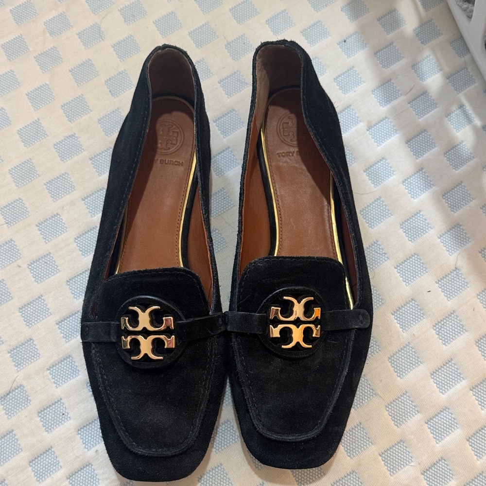 Tory Burch Black Suede Loafers